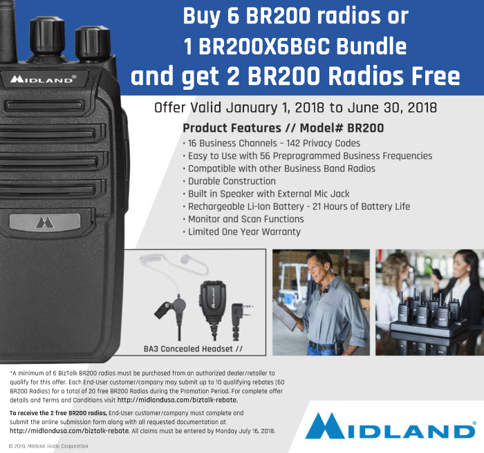 Midland Buy 6 BR200 Two Way Radios Get 2 Free Twowayradiocenter